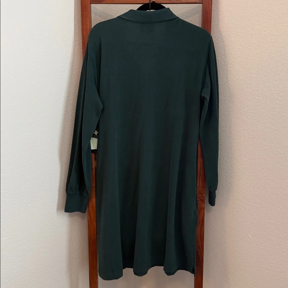 Tuckernuck Forest Green June Bug Pique Frances L/S Cotton Polo Dress Sz LG NWT - Picture 4 of 7